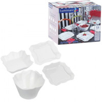 Набор посуды столовый, 19 предметов, белое стекло, "Authentic White", LUMINARC, E6197