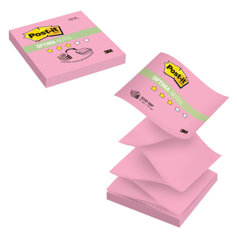 Блок самоклеящийся (стикер) POST-IT ORIGINAL "Осень" (Z-блок), 76х76 мм, 100 л., розовый неон, R330-ONP по низкой цене оптом 