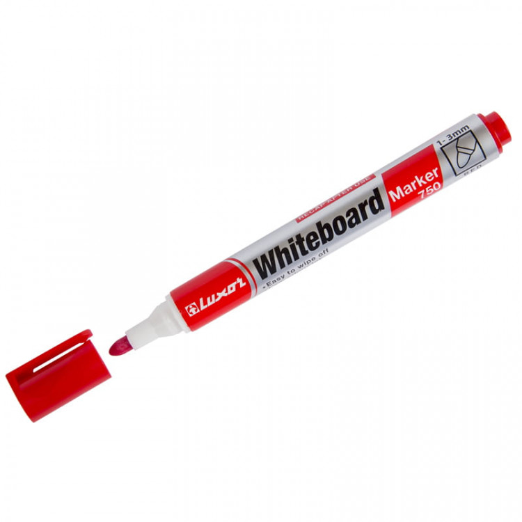 Маркер для белых досок Luxor "750" красный, пулевидный, 1-3мм