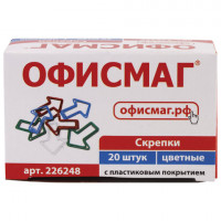 Скрепки ОФИСМАГ "Стрелка", 30 мм, 20 шт., в картонной коробке, 226248