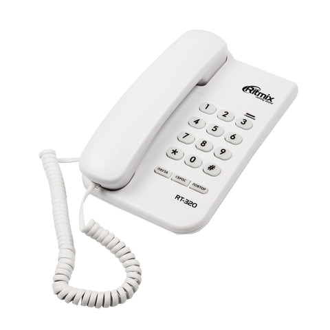 Телефон RITMIX RT-320 white, световая индикация звонка, блокировка набора ключом, белый, 15118348 по низкой цене оптом 