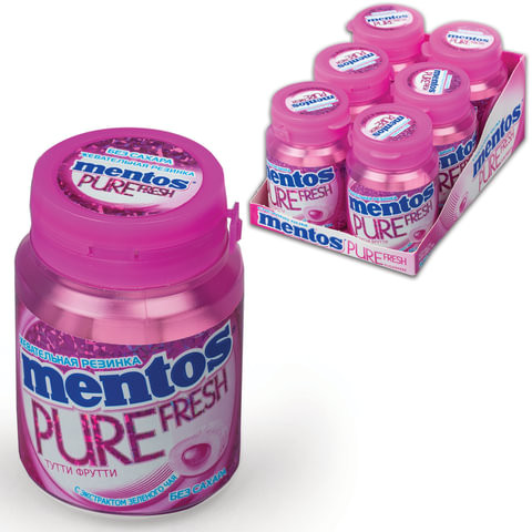 Жевательная резинка MENTOS Pure Fresh (Ментос) "Тутти-Фрутти", 54 г, банка, 39248 по низкой цене оптом Жевательная резинка MENTOS Pure Fresh (Ментос) "Тутти-Фрутти", 54 г, банка, 39248 по низкой цене оптом