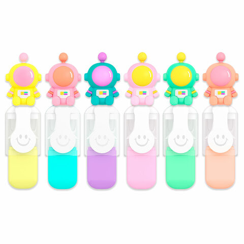 Набор текстовыделителей с топперами 6 ЦВЕТОВ ПАСТЕЛЬ, "КОСМО", линия 1-4 мм, FUNSTER (ФАНСТЕР), 152654 по низкой цене оптом Набор текстовыделителей с топперами 6 ЦВЕТОВ ПАСТЕЛЬ, "КОСМО", линия 1-4 мм, FUNSTER (ФАНСТЕР), 152654 по низкой цене оптом