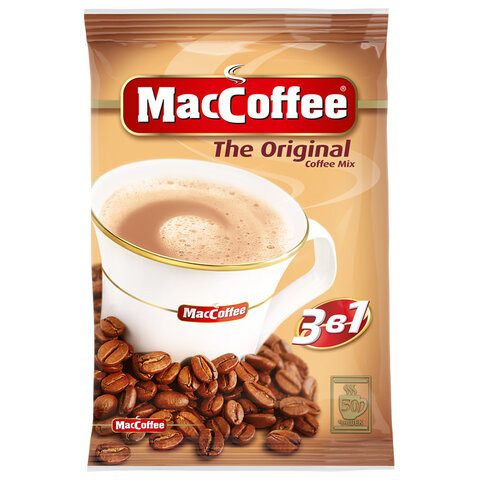 Кофе растворимый MacCoffee "3в1 Оригинал", КОМПЛЕКТ 50 пакетиков по 20 г, 100101 по низкой цене оптом 