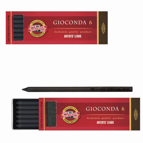 Уголь искусственный для рисования KOH-I-NOOR, набор 6 шт., "Gioconda", мягкий, заточенный, пластиковая коробка, 8673001005PK по низкой цене оптом 