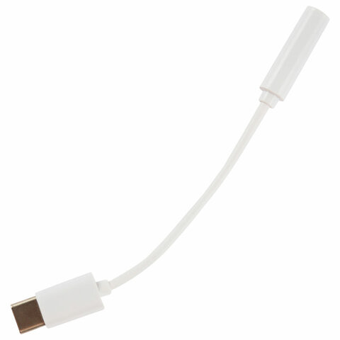 Переходник для наушников с Type-C на AUX (MINI JACK 3.5 мм), MB mObility, белый, УТ000025651 по низкой цене оптом Краснодар, Москва, Уфа, Казань, Барнаул, Владивосток, Хабаровск, Сахалин, Красноярск, Екатеренбург, 