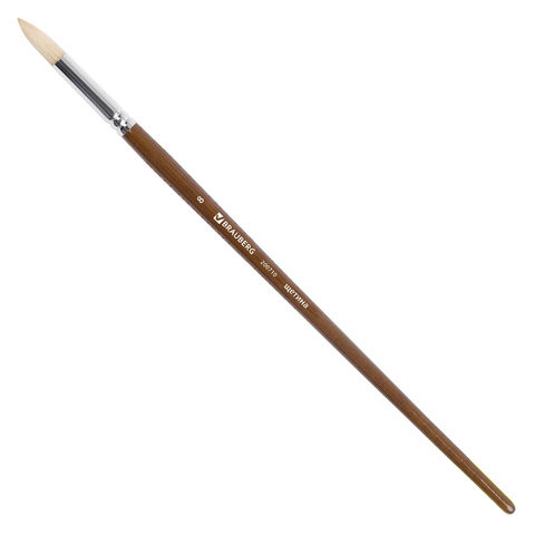 Кисть художественная профессиональная BRAUBERG ART CLASSIC, щетина, круглая, № 8, длинная ручка, 200710 по низкой цене оптом 