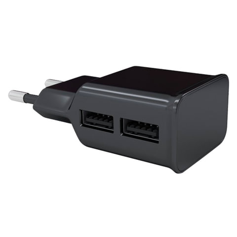 Зарядное устройство сетевое (220 В) RED LINE NT-2A, 2 порта USB, выходной ток 2,1 А, черное, УТ000009404 по низкой цене оптом 