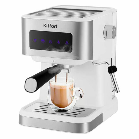 Кофеварка рожковая KITFORT КТ-7139, 1050 Вт, объем 1,5 л, 15 бар, ручной капучинатор, белая по низкой цене оптом 