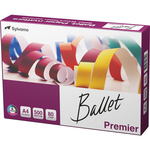 Бумага офисная А4, 80 г/м2, 500 л., марка А, BALLET PREMIER, ColorLok, Россия, 162% (CIE) по низкой цене оптом 
