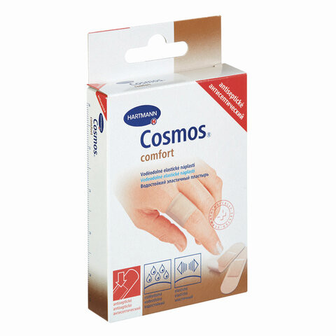 Набор пластырей 20 шт. COSMOS COMFORT, антисептический, 2 размера, европодвес, 535873 по низкой цене оптом 