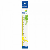 Линейка пластиковая 20 см BRAUBERG "FRESH ZONE", прозрачная, с желтой шкалой, 210749