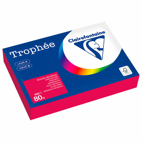 Бумага цветная CLAIREFONTAINE, А4, 80 г/м2, 500 л., интенсив, красный, Франция, 1782P, 1782PC по низкой цене оптом 