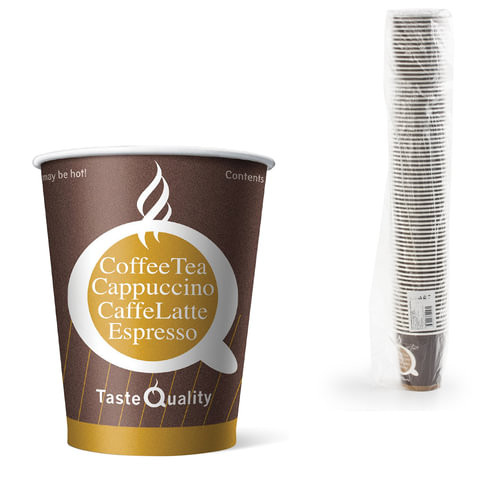 Одноразовые стаканы 250 мл, КОМПЛЕКТ 75 шт., бумажные однослойные, "Taste Quality", холодное/горячее, ФОРМАЦИЯ, HB80-280-0004-75 по низкой цене оптом 