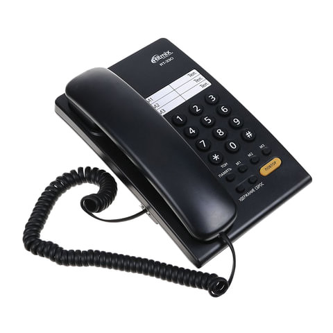 Телефон RITMIX RT-330 black, быстрый набор 3 номеров, мелодия удержания, черный, 15118350 по низкой цене оптом 