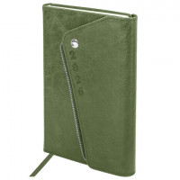 Ежедневник датированный 2026 А5 145х213мм BRAUBERG Jacket под кожу, клапан, держатель, зеленый 117402