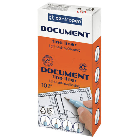 Ручка капиллярная (линер) КРАСНАЯ CENTROPEN "Document", трехгранная, линия письма 0,1 мм, 2631/0,1, 2 2631 0109 по низкой цене оптом 