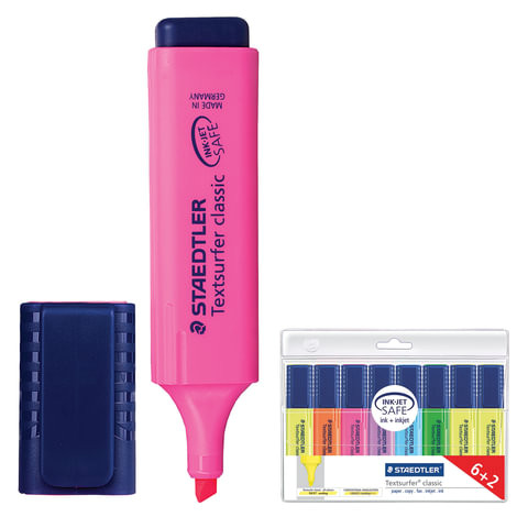Набор текстовыделителей STAEDTLER 6 шт., 4 АССОРТИ + 2 ЖЕЛТЫХ, "Textsurfer Classic", линия 1-5 мм, 364AWP8, 364 A WP8 по низкой цене оптом 
