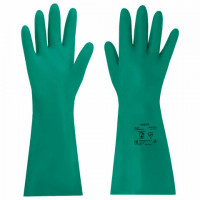 Перчатки нитриловые КЩС ULTRA STRONG химически устойчивые, с хлопковым напылением, зеленые, р-р 9-9,5, L (больш) RABBITEX (РАББИТЕКС) 700912