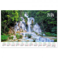 Календарь настенный листовой, 2024г, формат А1 90х60см, Величие водопадов, HATBER, Кл, Кл1_29582