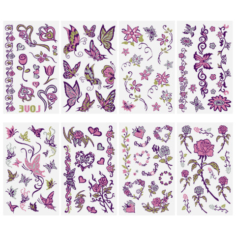 Наклейки-тату переводные "Блестящие", 15,5х9,5 см, ассорти 8 видов, FUNSTER (ФАНСТЕР), 666107 по низкой цене оптом 