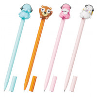 Ручка с топпером шариковая масляная FUNSTER "TOPPER MIX", СИНЯЯ, корпус ассорти, пишущий узел 0,7 мм, линия письма 0,35 мм, 144368