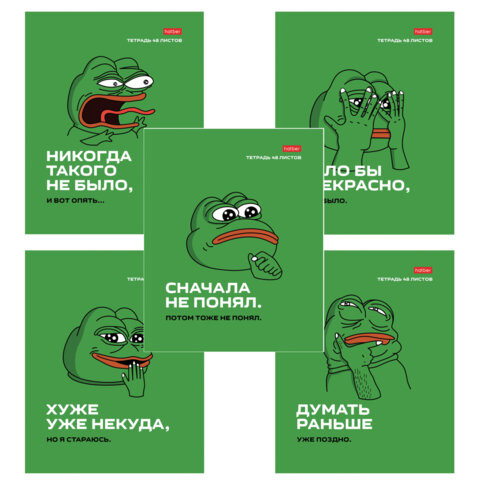 Тетрадь А5 48л. HATBER скоба, клетка, обложка картон, Лягушонок ПЕПЕ_Выпуск №1 (микс), 080291, 48Т5В1 по низкой цене оптом 