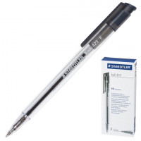Ручка шариковая автоматическая STAEDTLER, ЧЕРНАЯ, корпус прозрачный, узел 0,7 мм, линия письма 0,45 мм, 423 F-9