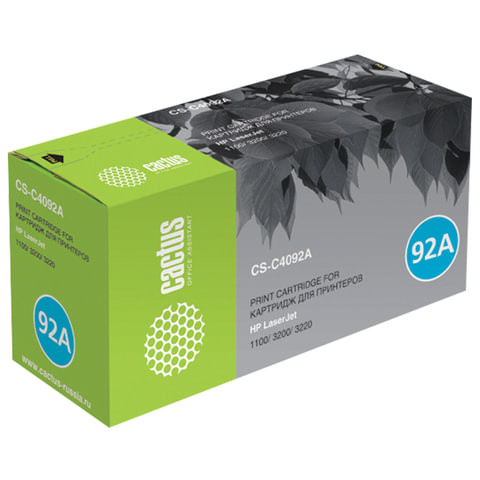 Картридж лазерный CACTUS (CS-C4092A) для HP LaserJet 1100/1100A/3200, ресурс 2500 стр. по низкой цене оптом 