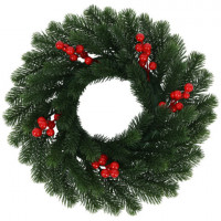 Венок новогодний, d42 см "Красные ягодки", с декором, литой ПЭТ, ЗОЛОТАЯ СКАЗКА, 592517