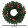 Венок новогодний, d42 см "Красные ягодки", с декором, литой ПЭТ, ЗОЛОТАЯ СКАЗКА, 592517 по низкой цене оптом 