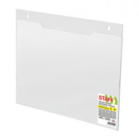 Подставка настенная для рекламных материалов ГОРИЗОНТАЛЬНАЯ (297х210 мм), А4, ПЭТ, STAFF, 291399