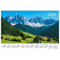 Календарь настенный листовой, 2024г, формат А1 90х60см, Зеленая долина, HATBER, Кл1_2, Кл1_29929