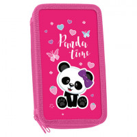 Пенал ПИФАГОР, 3 отделения, ламинированный картон, 19х11 см, "Panda time", 271069
