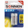 Батарейки КОМПЛЕКТ 2 шт., SONNEN Alkaline, АА (LR6, 15А), алкалиновые, пальчиковые, блистер, 451084 по низкой цене оптом Краснодар, Москва, Уфа, Казань, Барнаул, Владивосток, Хабаровск, Сахалин, Красноярск, Екатеренбург, 