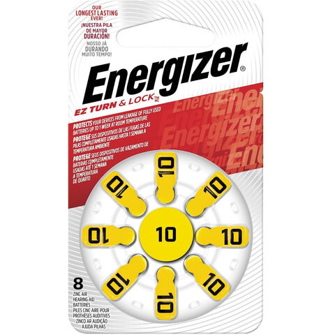 Батарейки для слуховых аппаратов КОМПЛЕКТ 8 шт., ENERGIZER Zinc Air 10, блистер, E301431701 по низкой цене оптом 