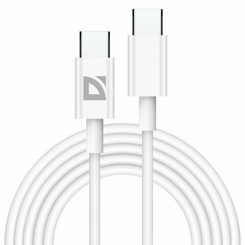 Кабель USB Type-C-Type-C, 60 Вт, белый, 2 м, DEFENDER F182, 87538 по низкой цене оптом 