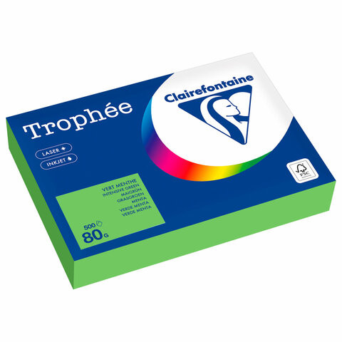 Бумага цветная CLAIREFONTAINE, А4, 80 г/м2, 500 л., интенсив, ярко-зеленый, Франция,, 1875PC по низкой цене оптом 