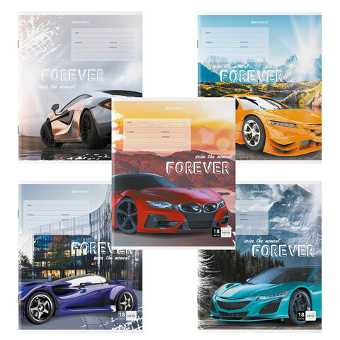 Тетрадь 18 л. BRAUBERG клетка, обложка картон, "SPORTS CAR", 106479 по низкой цене оптом 