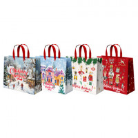 Пакет подарочный (1шт) новогодний 26х13х32см "Winter Wonderland", фольга, ассорти, ЗОЛОТАЯ СКАЗКА, 592443