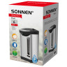 Термопот SONNEN TP-60, 6л, 900 Вт, 1 температурный режим, 3 режима подачи воды, сталь/пластик, серебристый/черный, 456713 по низкой цене оптом 