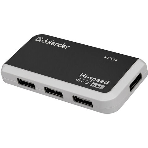 Хаб DEFENDER QUADRO INFIX, USB 2.0, 4 порта, порт для питания, 83504 по низкой цене оптом Краснодар, Москва, Уфа, Казань, Барнаул, Владивосток, Хабаровск, Сахалин, Красноярск, Екатеренбург, 