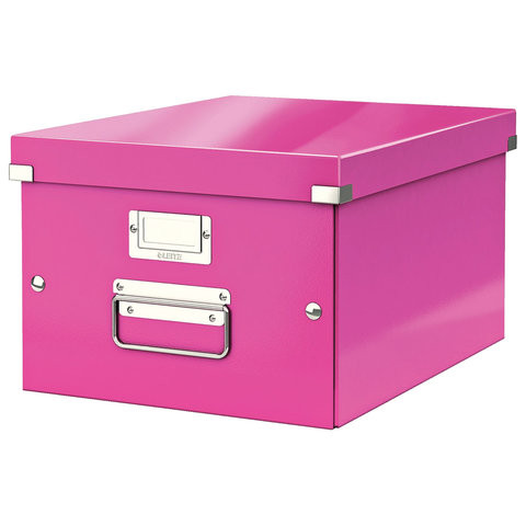 Короб архивный LEITZ "Click & Store" M, 200х280х370 мм, ламинированный картон, разборный, розовый, 60440023 по низкой цене оптом 
