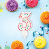 Свеча-цифра для торта "3" ДВУСТОРОННЯЯ с конфетти, 8,5 см, ЗОЛОТАЯ СКАЗКА, держатель, блистер, 591396 по низкой цене оптом 