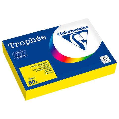 Бумага цветная CLAIREFONTAINE, А4, 80 г/м2, 500 л., интенсив, солнечно-желтый, Франци, 1978PC по низкой цене оптом 