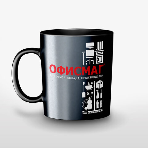 Кружка ОФИСМАГ 340 мл, керамика, черная, xxxxxx, 608372 по низкой цене оптом 