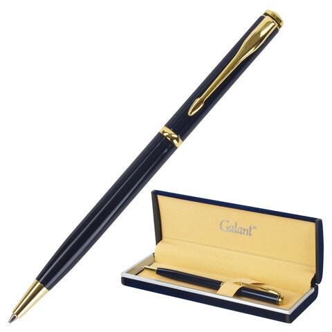 Ручка подарочная шариковая GALANT "Arrow Gold Blue", корпус темно-синий, золотистые детали, пишущий узел 0,7 мм, синяя, 140653 по низкой цене оптом Краснодар, Москва, Уфа, Казань, Барнаул, Владивосток, Хабаровск, Сахалин, Красноярск, Екатеренбург, 