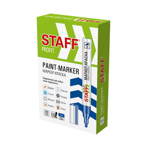 Маркер-краска лаковый (paint marker) 2-4 мм СИНИЙ, НИТРО-ОСНОВА, STAFF PROFIT, для любых поверхностей, 152581 по низкой цене оптом 