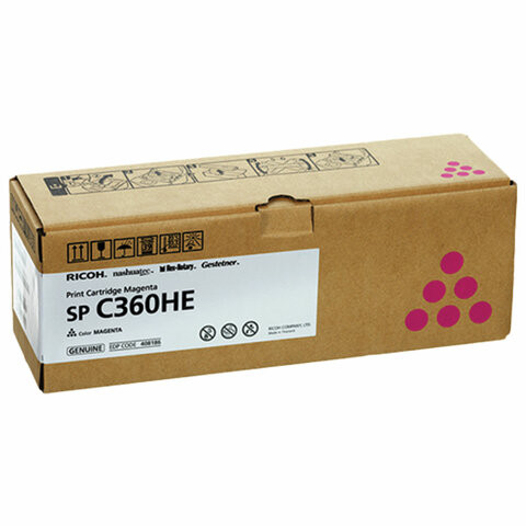 Картридж лазерный RICOH (SP C360HE) для Ricoh SP C360SFNw/C361SFNw, пурпур, оригинальный, ресурс 6000 страниц, 408186 по низкой цене оптом 