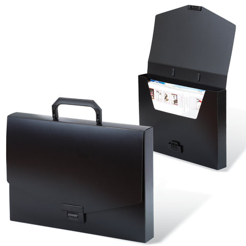 Папка-портфель пластиковая BRAUBERG "Energy" А4 (330х256х32 мм), без отделений, черная, 221202 по низкой цене оптом Краснодар, Москва, Уфа, Казань, Барнаул, Владивосток, Хабаровск, Сахалин, Красноярск, Екатеренбург, 